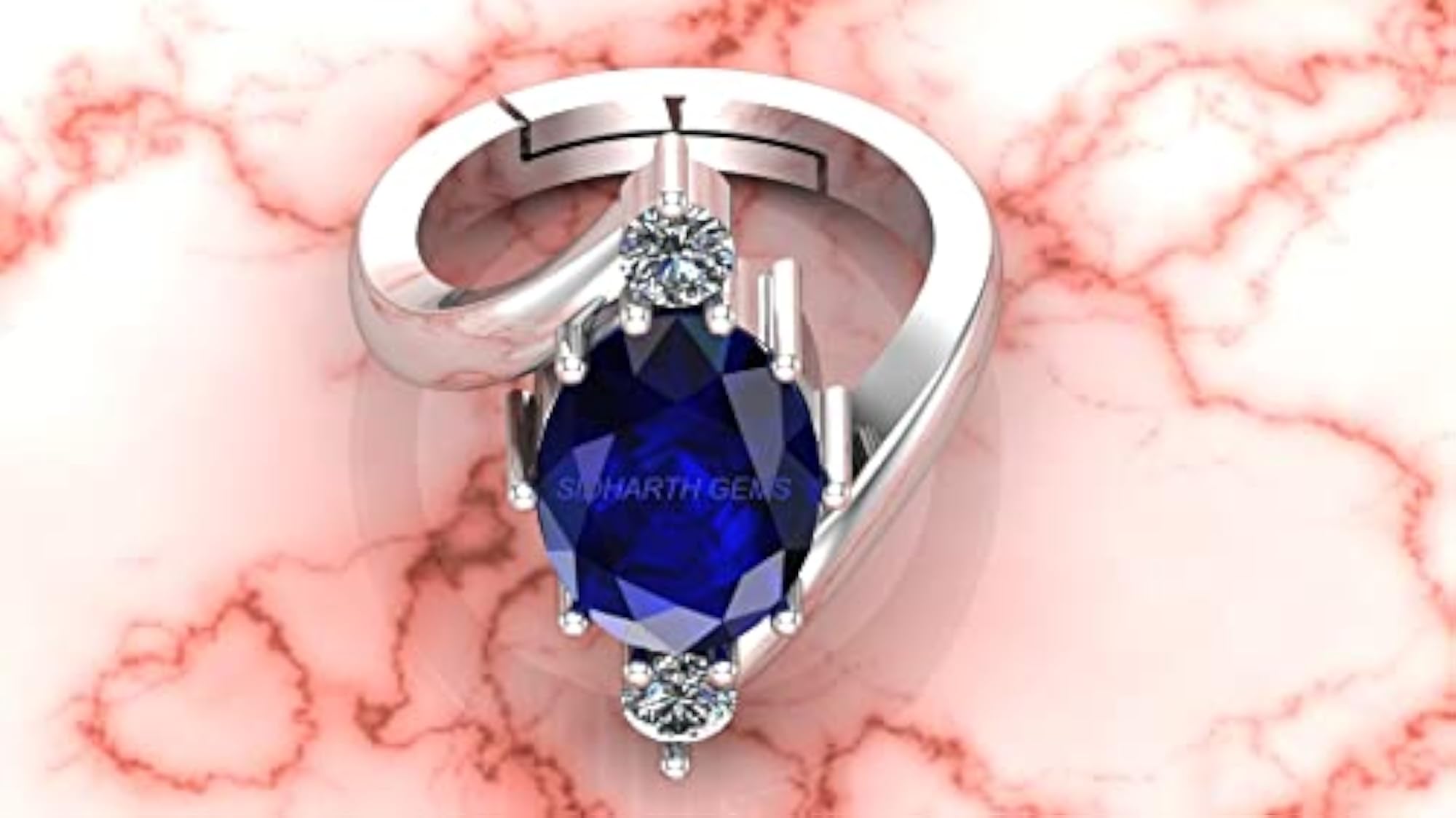 5.25 Ratti Certified Blue Sapphire Silver Plated Ring