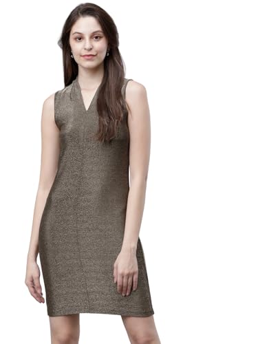 Image of Tokyo Talkies Women's Sleeveless V-Neck Solid Dresses | Stylish Dresses | Party Dresses