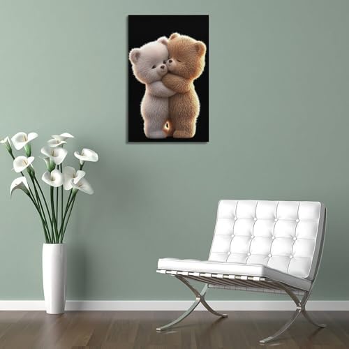 Tableau moderne deux ours câlin 50 x 75 cm pour habiller un mur vide