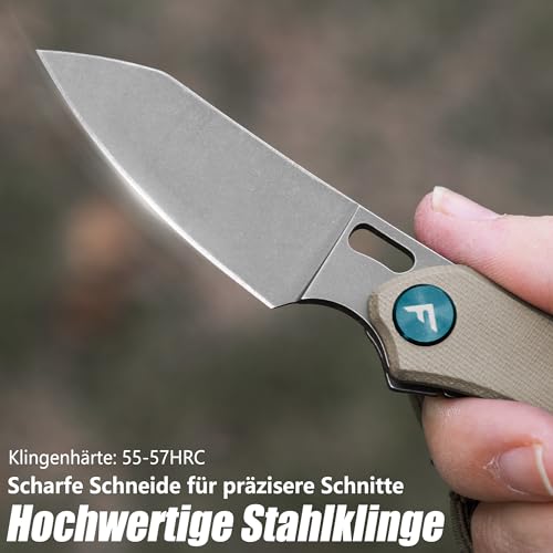 FLISSA Klappmesser Taschenmesser mit G10-Griff, Gefaltete Länge 9 cm, Scharfes Einhandmesser Messer Outdoor Messer ohne Verriegelung, sehr kompakt, für Jagd Camping, braun – Bild 4