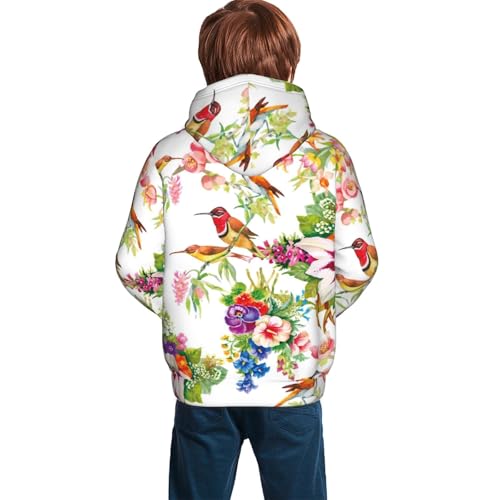 Wild Exotic Birds And Flowers Kid Hoodies Boys Sweatshirts Girls Pullover with Pocket4