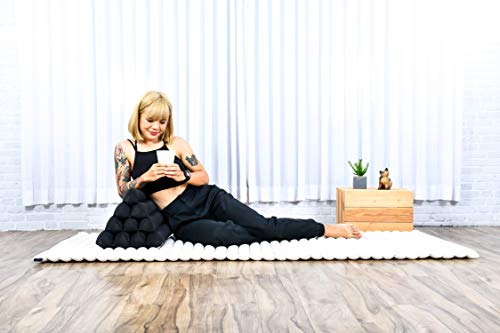 Image of Leewadee Triangle Cushion - Comfortable Backrest for TV or Reading, Incline Pillow for Relaxing Made of Kapok, 20 x 13 x 13 inches, Black