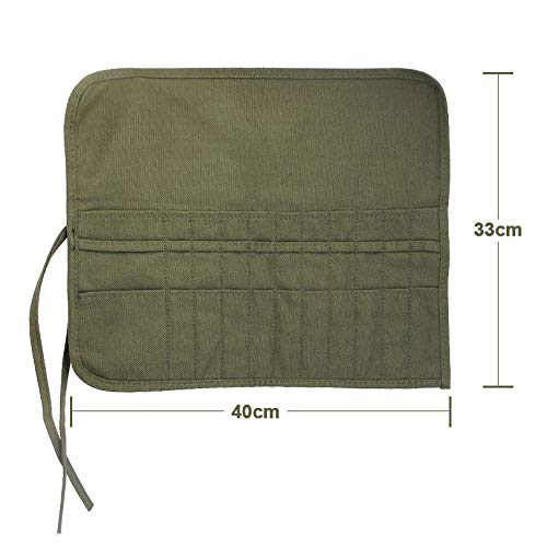 Image secondaire de iwobi Sac a Crayon de Toile pour Aquarelles,Peinture à L’huile Pinceaux, Brosses, Rouleaux (Crayons non Inclus)