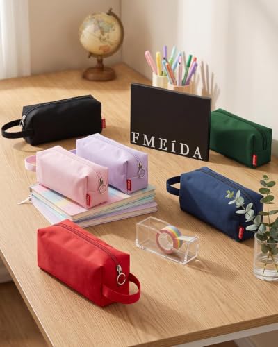 Image of Fmeida Pencil Case Pouch, Back to School Supplies Gift for Boys Girls, Navy | Eco-Friendly Fabric, Water-Resistant, Inner Pocket, Carry Handle, for School & Office