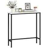 HOMCOM Mesa Consola Recibidor Efecto Mármol 75x24x76 cm Blanco y Negro