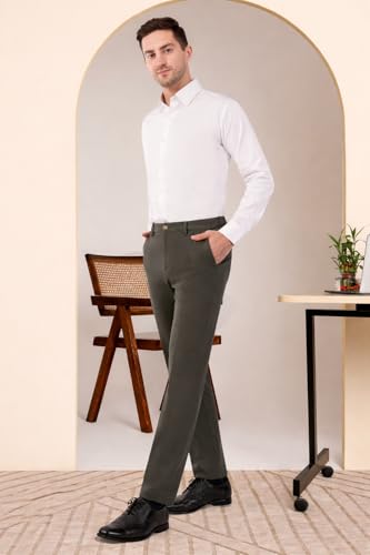 Image of SaintX Men's Premium 4-Way Comfort Stretch Formal Trousers | Smart Sweat Wicking Wrinkle Free Fabric | Smarter Techno Flex Expandable Waistband | Stylish Slim Fit | Daily Office Wear