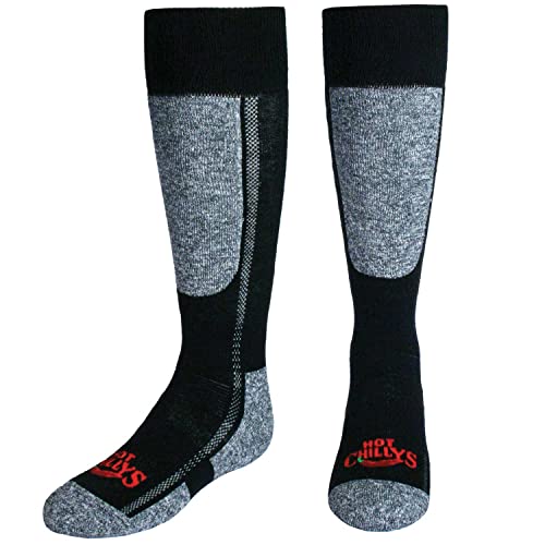 Hot Chillys Youth Premier Mid Volume Classic Sock - Black/Heather, Large