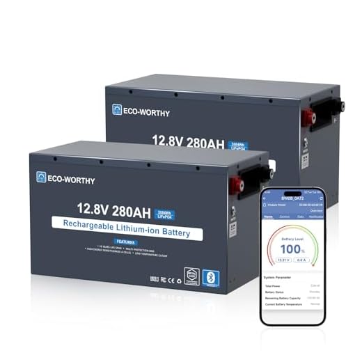 ECO-WORTHY 12V 280Ah 2Pack LiFePO4 Lithium Battery, 6000+ Deep Cycles Lithium Iron Phosphate, 7168Wh Energy, Support in Series/Parallel, for RV, Off-Grid, Solar Power System, Home Backup, UPS, Marine