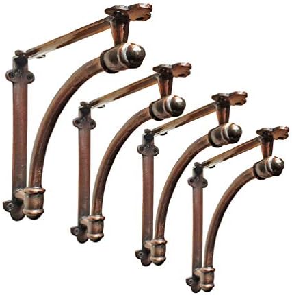 NACH Half Round Wall Mount Shelf Bracket, Decorative Brackets for Shelving, Heavy Duty Cast Iron, DIY Projects, Hardware Included, 4 Pack, Antique Copper Finish, 5.5x5.5x1.2 inch, JS-90-064CPS