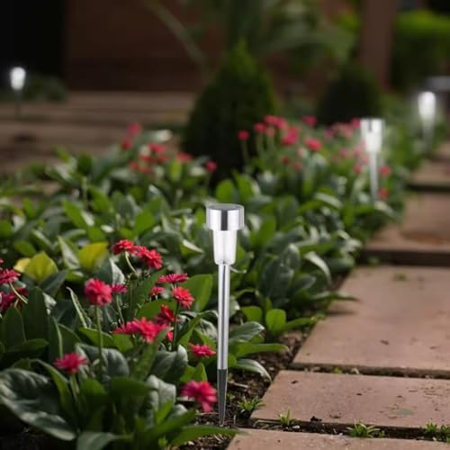 Image of Pack 10 Best Solar Landscap Light Garden Lights Waterproof, Stainless Steel LED Landscape Lighting Outdoor Solar Lights for Yard, Pathway, Walkway, Patio, Lawn (Warm Yellow)