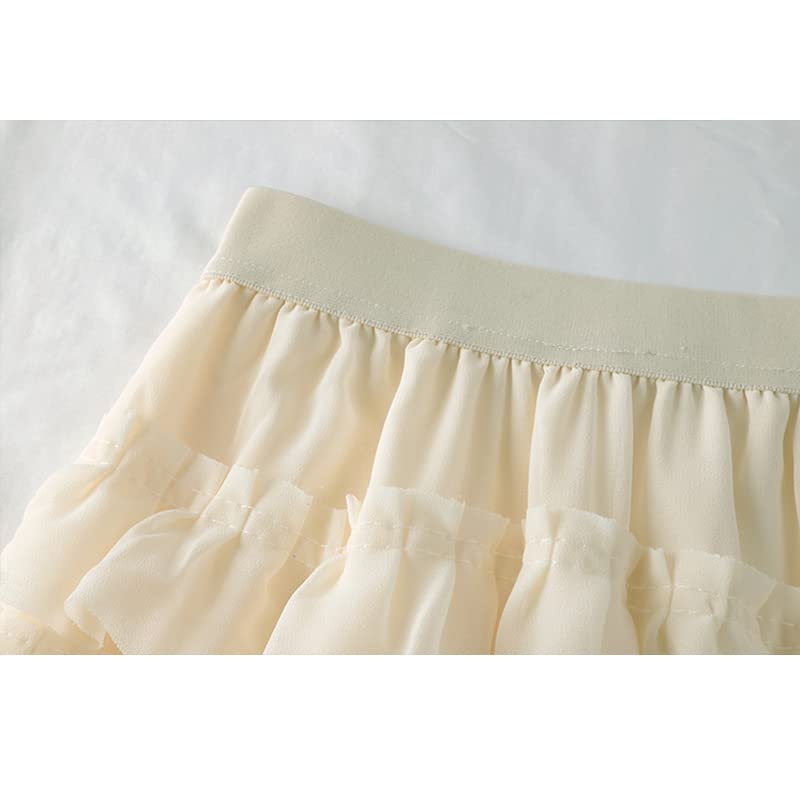 Jupe plissée taille haute en mousseline opaque beige taille unique parfaite