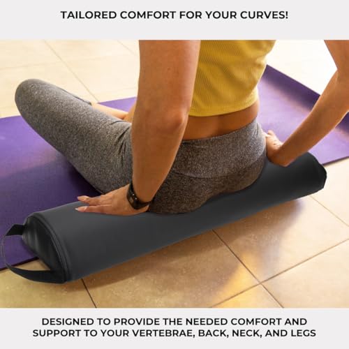 Image of ForPro Premium Half-Round Bolster Pillow for Massage and Yoga, Oil and Stain-Resistant, 6 inchW x 3 inch H x 26 inchL, Black