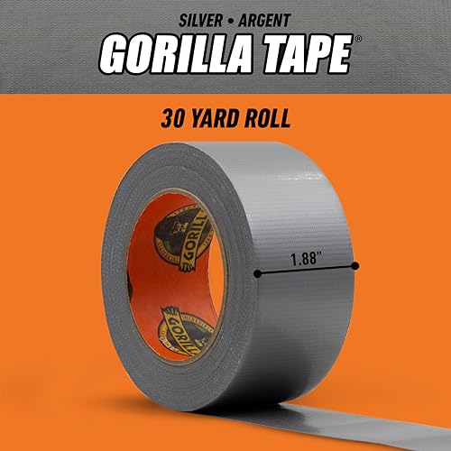 Image of Gorilla Tape, 1.88 in x 30 yd, Silver - Duct, Utility, Triple Layer Strength, Indoor & Outdoor, Weather Resistant Shell (Pack of 6)