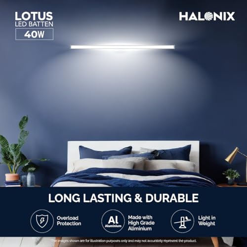 Image of Halonix 40W Led Batten /Led Tubelight | 4-ft LED Batten for Living Room & Bedroom | Cool White light| Pack of 1