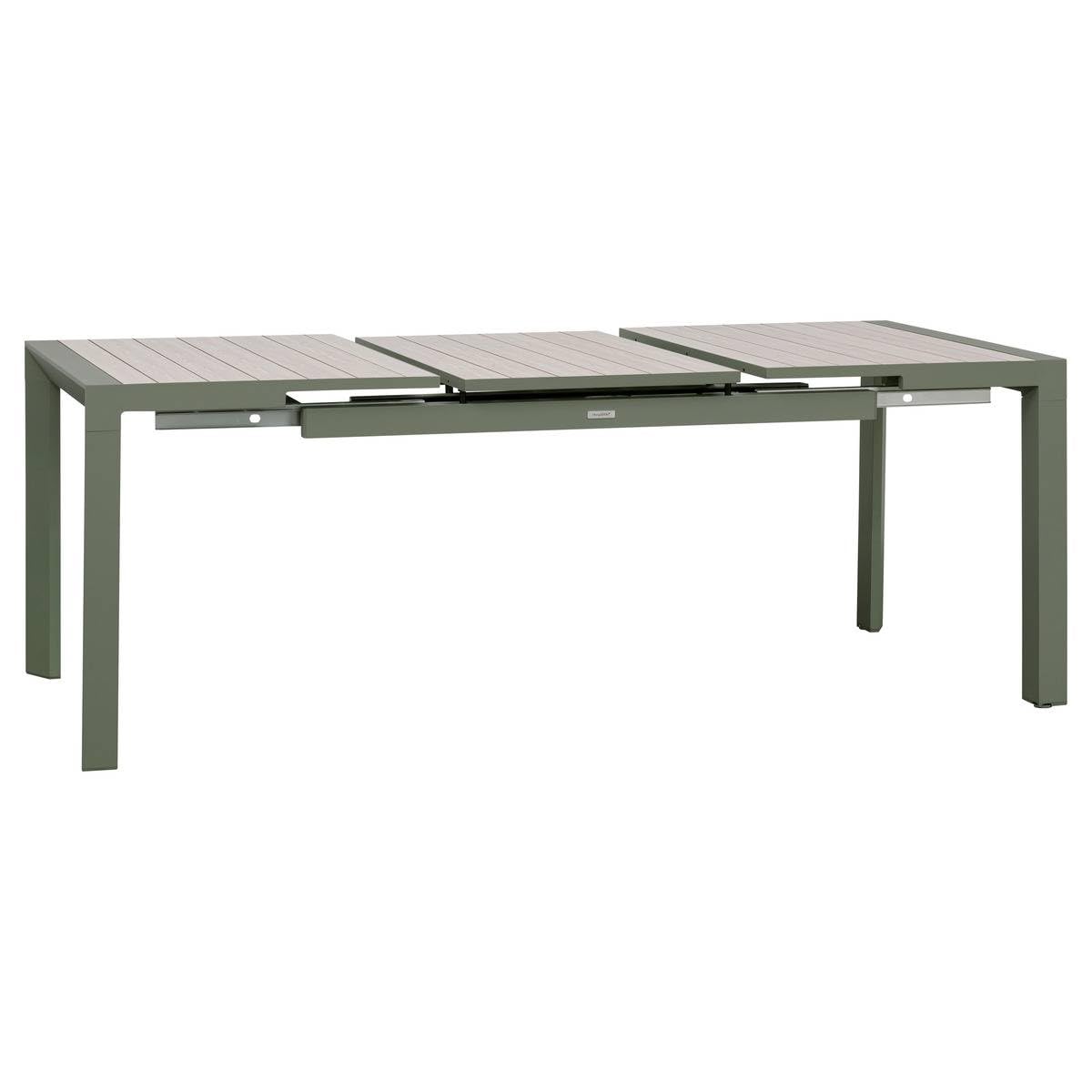Hespéride - Table de Jardin Extensible Evasion Vert Laurier - 8 Places - Aluminium Antirouille Aluminium Effet Bois - Meuble d'Extérieur Rallonge
