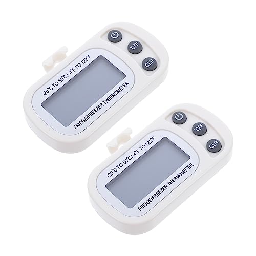 GRIRIW 2Pcs Digital Refrigerator Thermometer Freezer Temperature for Home Kitchen Indoor Use Easy Switching Compact Design for Space Saving