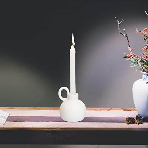 Fenteer Taper Candle Holders Candelabras Candles Stand Home Table Centerpiece Desktop Ceramic Candlestick For Hotel,Mantel,Housewarming, Farmhouse, White #TOP3