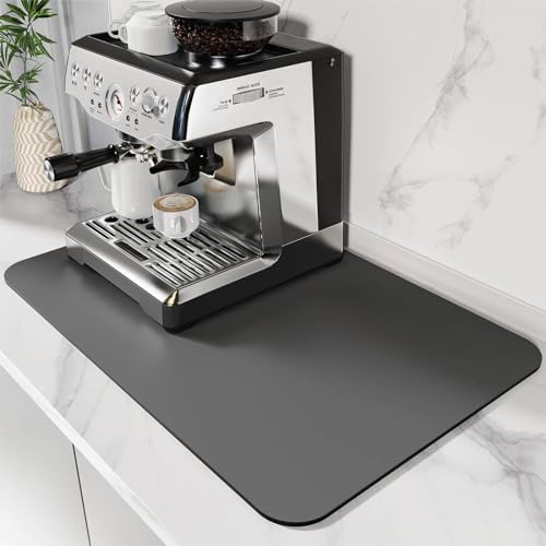 DK177 Coffee Mat - Dark Grey, 24''X16'' - Absorbent Drying Mat for Coffee Maker, Espresso Machine & More