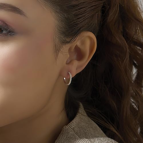 Image of TRUESILVER ACPL 925 Sterling Silver Hoop Earrings | Huggie Hoop Earrings for Women & Men | Classic Everyday Unisex Fashion Jewelry