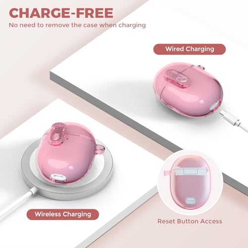 OTOPO Clip Lock Case for Google Pixel Bud Pro & Pixel Buds Pros 2 Case Clear with Cleaner Kit, Soft TPU Transparent Pixel Bud Pro 2022/ Buds Pros 2 2024 Protective Cover Men Women, Pink