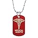 GIFTS INFINITYÂ® Custom Engraved Personalized Medical Alert ID Dog Tag, Pendants, Necklace (Red)