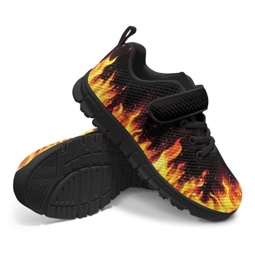 Boys Girls Shoes for Little Kids/Big Kids Machine Washable Lightweight Comfy Athletic Running Shoes Kids Sneakers Light Fire Pattern4