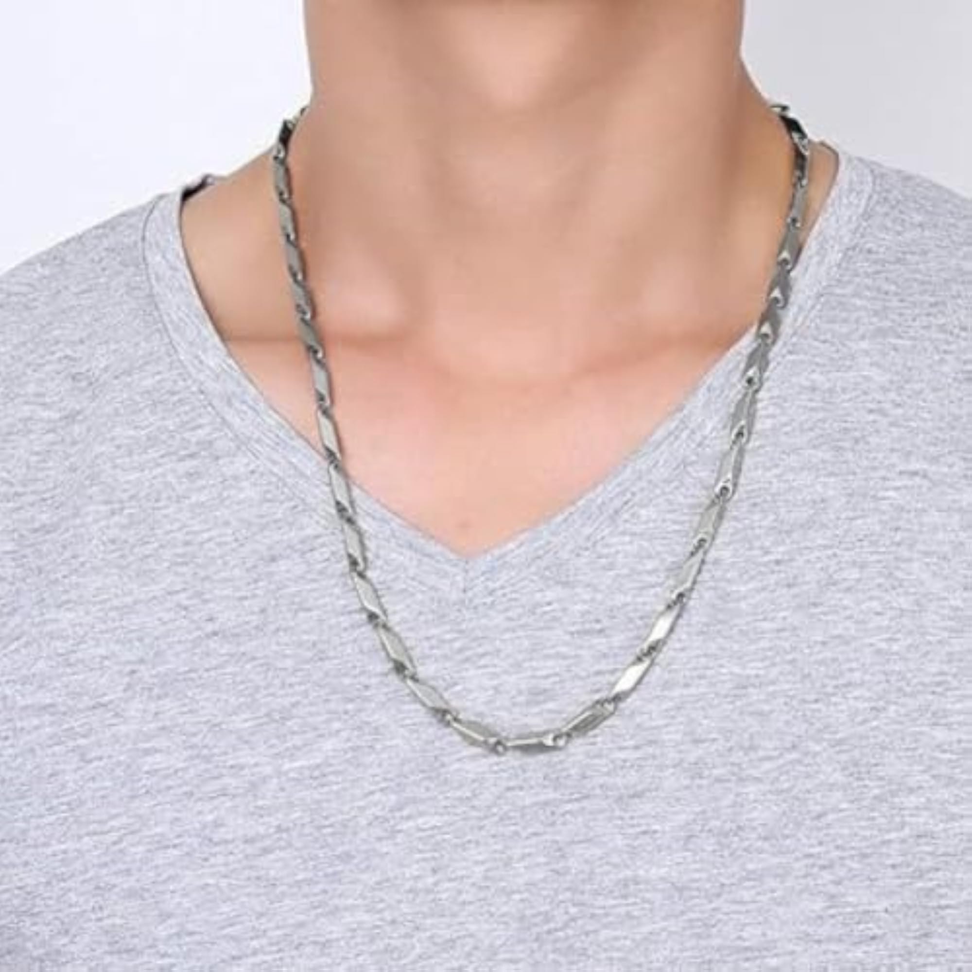 Men's Stainless Steel Valentine Long Chain Necklace