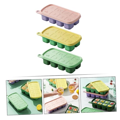 Bandejas para cubos de hielo pequeñas con tapa 3 piezas miniatura 7
