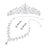 diadem mit passendem schmuck Geeignet für alle Damen. rosenice Kristall Diadem Krone Anhänger Halskette Ohrringe Hochzeit Braut Schmuck Set