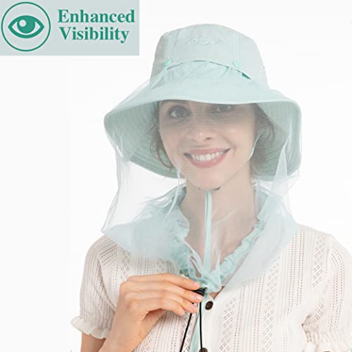 Image of Palmyth Head Net Hat, Sun Hat Safari Hat | UPF 50+, Removable Neck Flap, Water-Repellent, Wide Brim, Adjustable Chin Strap for Fishing and Gardening