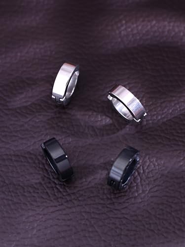 Yellow Chimes Western Style 316L Stainless Steel Hoop Earrings for Men and Women - Image 2