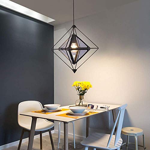 Lampe de plafond en diamant en verre et fer E27 de style nordique pour salon et chambre