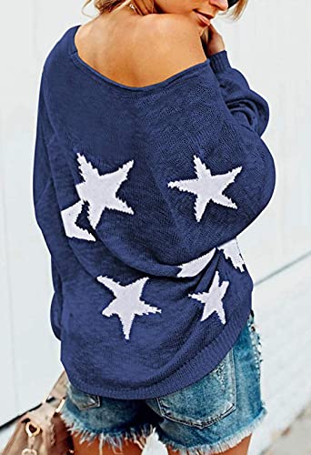 COCOLEGGINGS Women's Scoop Neck Long Sleeve Star Pullover Sweater Tunic Tops4