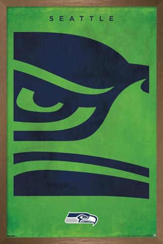 Trends International NFL Seattle Seahawks - Logo 25 Wall Poster, 22.4L x 14.7W, Bronze Framed Version