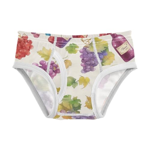 KLL Grapes Bottles Wine Little Boys Cotton Nighttime Underwear Breathable Children Panties