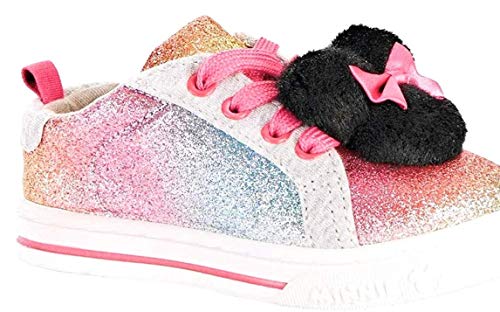 Girls Disney Junior Minnie Mouse Rainbow Blue Pink Purple Glitter Sneaker Shoes2