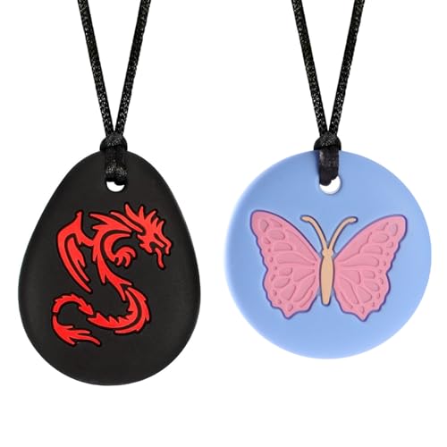 2 Stück Kaukette - Sensorische Silikon Beißkette BPA-frei bei ADHS/Autismus | Langlebiges Beruhigungsspielzeug mit Beißring-Funktion für Männer und Frauen