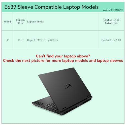 Image of Smatree Elite Laptop Sleeve for 15.6 inch HP HyperX OMEN 15-gb0261nr | Sleeve with Accessory Pocket, YKK Zipper, Patented Super-Corner Design (E639)