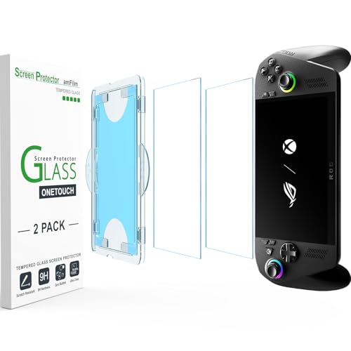 amFilm OneTouch Screen Protector for ASUS ROG Xbox Ally X/ROG Xbox Ally 2025 7'' | Auto-Alignment install | Bubble Free | 9H+ Military-Grade Tempered Glass | Drop Protection | FHD Clarity | 2 Pack