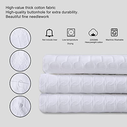 Chlophy 100% Cotton Cloth White Shower Curtain For Bathroom Rustic Boho Bathroom Decor With Waffle Waffle Modern Farmhouse Textured Washable Heavy Duty Fabric Bathtub Curtain,72X 72 Inch #TOP5