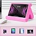 Universal Multi-Angle Tablet Stand Holder-Soft Pad Stand with black phone holder for Lap,Knee,Sofa and Bed,Compatible with iPad Pro 9.7,10.5,12.9 Air Mini 4 3,Kindle,Galaxy Tab,E-Reader (Pink)