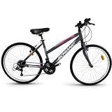 Tecnobike Shop Bicicletta Donna Denver MTB Bhoeme 26" 18 Velocità, Mountain Bike con Telaio in Acciaio, Freni V-Brake, Cerchi in Alluminio, Copertoni Tassellati