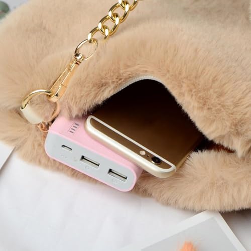 Furry Heart Shaped PurseHeart Shaped Faux Fur Purse Fluffy Crossbody Bag Chain Shoulder Bag Cute Clutch (White)4