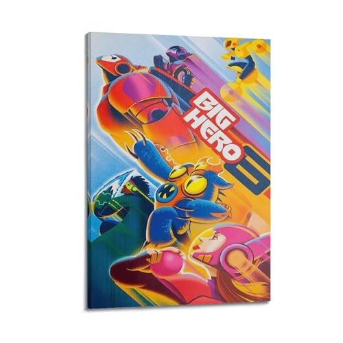 PCMOAUDB Póster decorativo de Big Hero 6 de dibujos animados, lienzo para pared e impresión artística moderna para dormitorio familiar, 30 x 45 cm