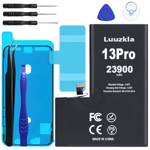 Luuzkla 23900mAh (2025 New Upgrade) Battery Compatible with iPhone 13 Pro Super Capacity Battery Compatible with iPhone 13 Pro with Full Tool Kits-0 Cycle High Capacity (24-Month Service)