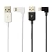 2 Pack 90 Degree Charger Data Sync USB Charging Cable for iPhone 3.3ft (1 Black + 1 White)