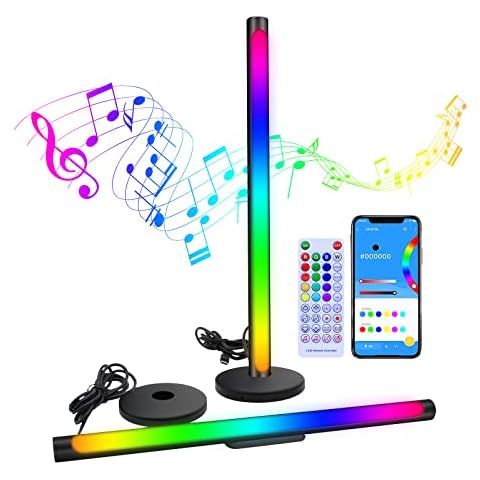 Mostop RGB Light Bars, 2 Pack LED Ambient Light Bars for Monitor, Gaming Desk Lights Sync with Music Remote Control App Control Voice Activated Brightness Adjustable Background Light Cover