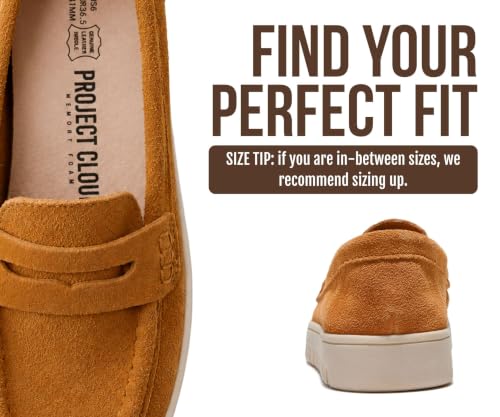 Image of Project Cloud 100% Genuine Leather Loafers for Women - Memory Foam Insoles Slip On Shoes for Women - Lightweight Womens Shoes - Non Slip Womens Loafers (Filide1)