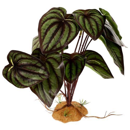 HOUDERCO Artificial Reptile Plants for Terrarium Decor Lifelike Plant Ornament for Reptile Enclosure Weighted Base for Stability for Bearded Dragons Geckos and Amphibians