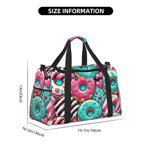 40l Gym Travel Duffel Bag Donut Chocolate Blue Mint Carry-On Workout Overnight Backpack2